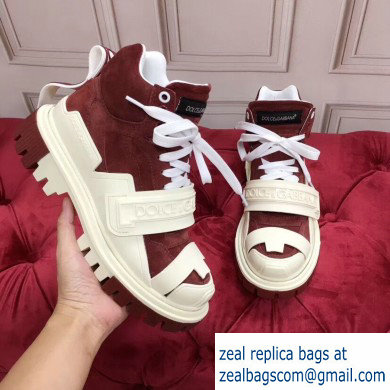 Dolce  &  Gabbana High-top Sneakers Creamy/Burgundy With Logo 2019